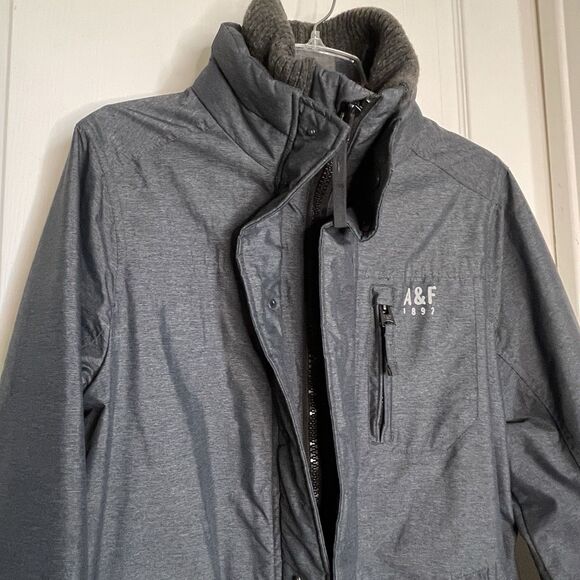 Abercrombie & Fitch Jacket Mens M Gray A&F All Season Weather Warrior Zip Coat - Picture 2 of 7